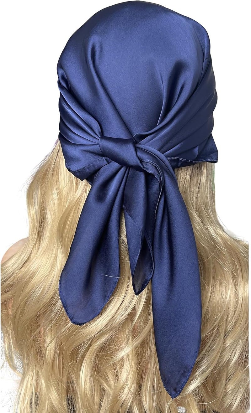 Chung Women's Square Satin Scarf 27.5" Bandanas Solid 50s Retro Neck Scarves Emulation Silk Handbag Hair Ribbons Necktie - Image 3